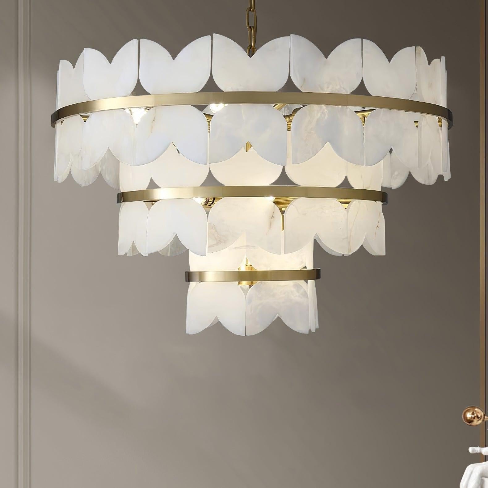Alabaster Cloudscape Chandelier with 1/2 layer - 2 layers Long L 39.4" x W 13.8" x H 14.2" / L 100cm x W 35cm x H 36cmBlushlighting