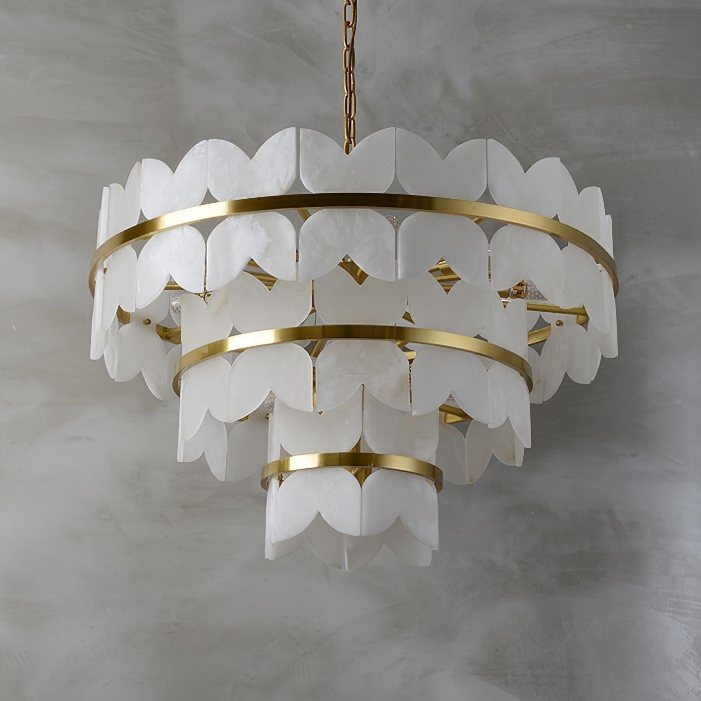 Alabaster Cloudscape Chandelier with 1/2 layer - 2 layers Long L 39.4" x W 13.8" x H 14.2" / L 100cm x W 35cm x H 36cmBlushlighting