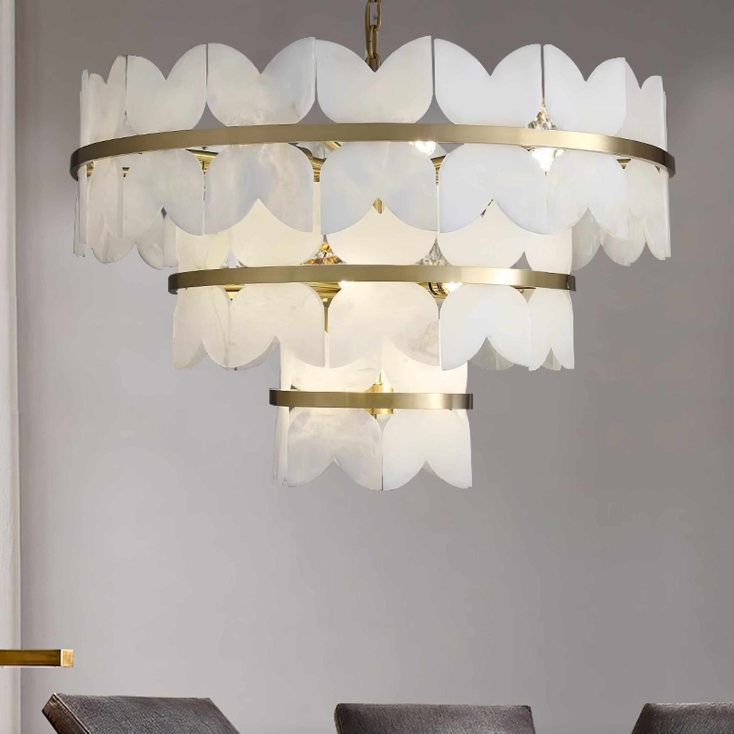 Alabaster Cloudscape Chandelier with 1/2 layer - 2 layers Long L 39.4" x W 13.8" x H 14.2" / L 100cm x W 35cm x H 36cmBlushlighting