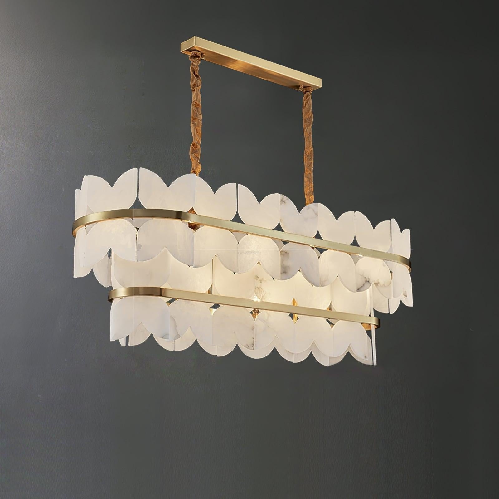 Alabaster Cloudscape Chandelier with 1/2 layer-2 layers Long L 39.4" x W 13.8" x H 14.2" / L 100cm x W 35cm x H 36cm-Blushlighting