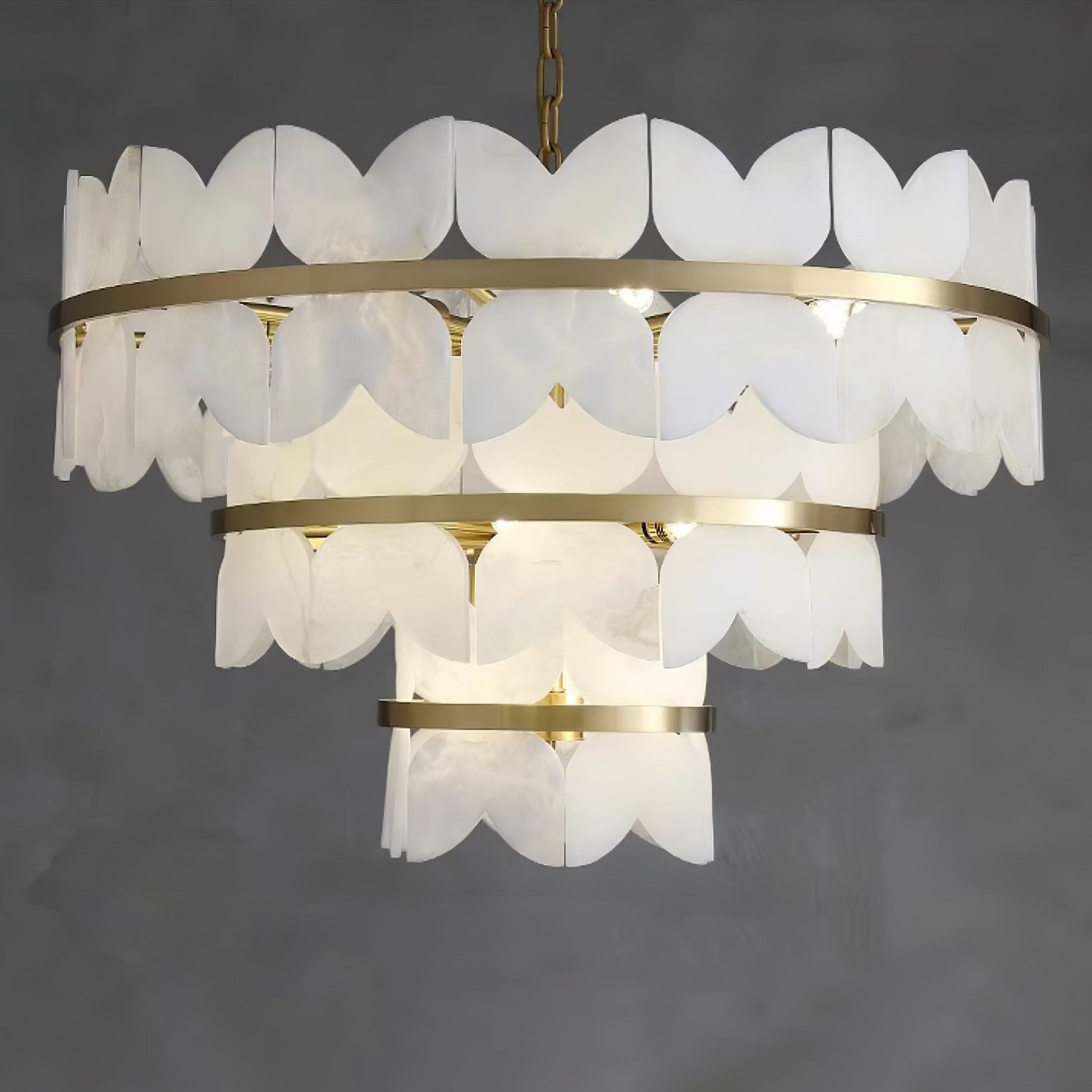 Alabaster Cloudscape Chandelier with 1/2 layer - 2 layers Long L 39.4" x W 13.8" x H 14.2" / L 100cm x W 35cm x H 36cmBlushlighting