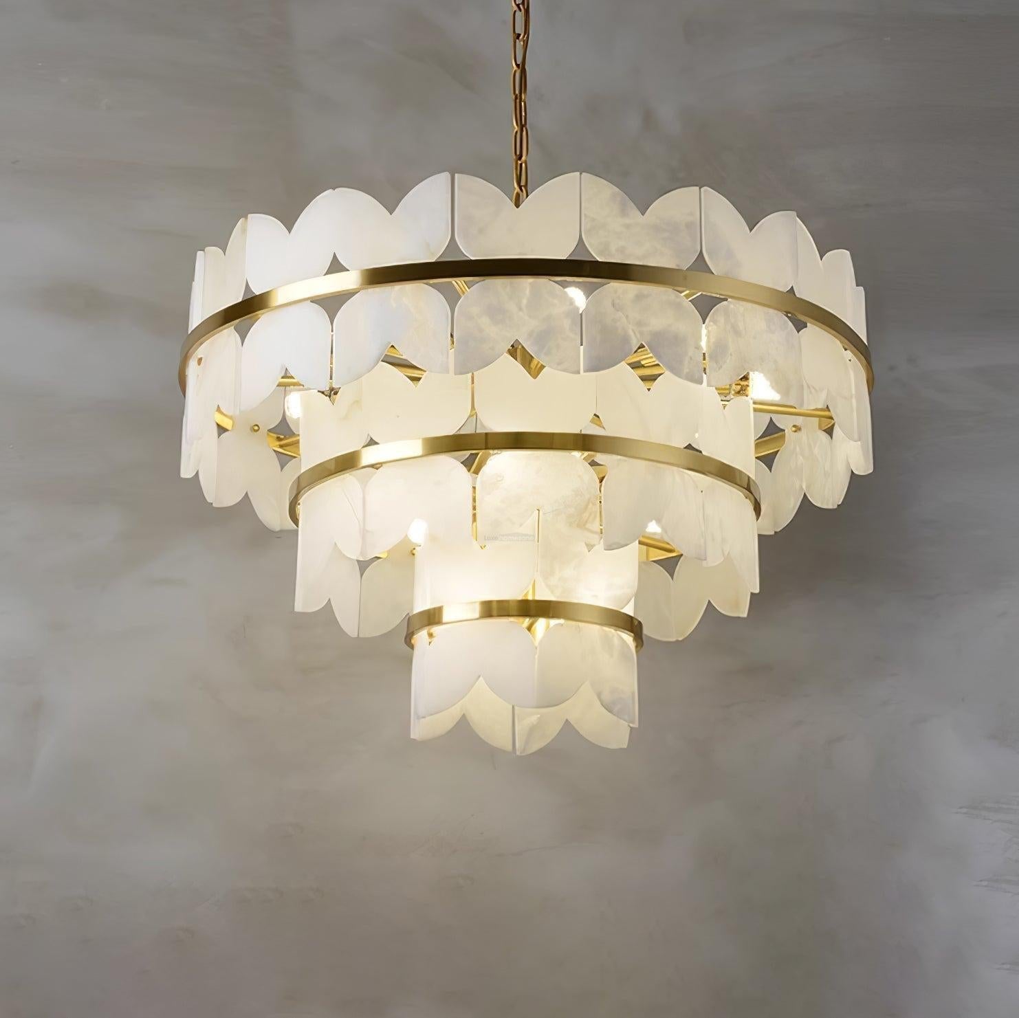 Alabaster Cloudscape Chandelier with 1/2 layer - 2 layers Long L 39.4" x W 13.8" x H 14.2" / L 100cm x W 35cm x H 36cmBlushlighting