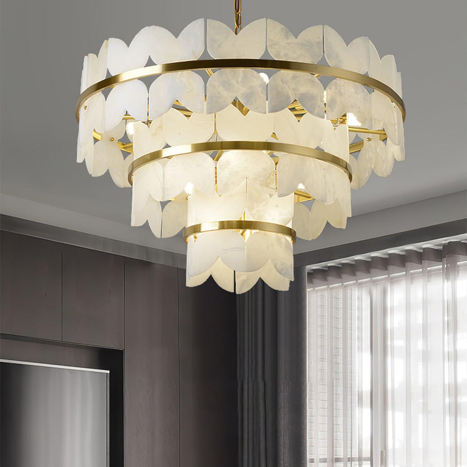 Alabaster Cloudscape Chandelier with 1/2 layer - 2 layers Long L 39.4" x W 13.8" x H 14.2" / L 100cm x W 35cm x H 36cmBlushlighting