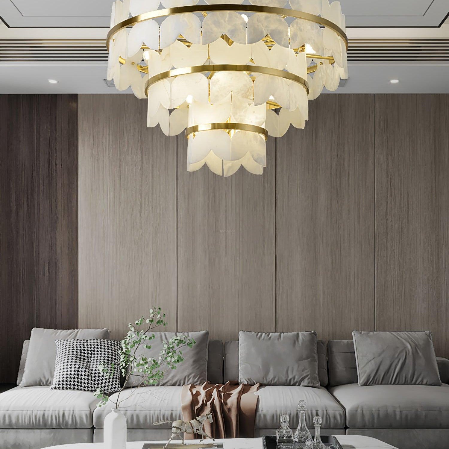 Alabaster Cloudscape Chandelier with 1/2 layer - 2 layers Long L 39.4" x W 13.8" x H 14.2" / L 100cm x W 35cm x H 36cmBlushlighting