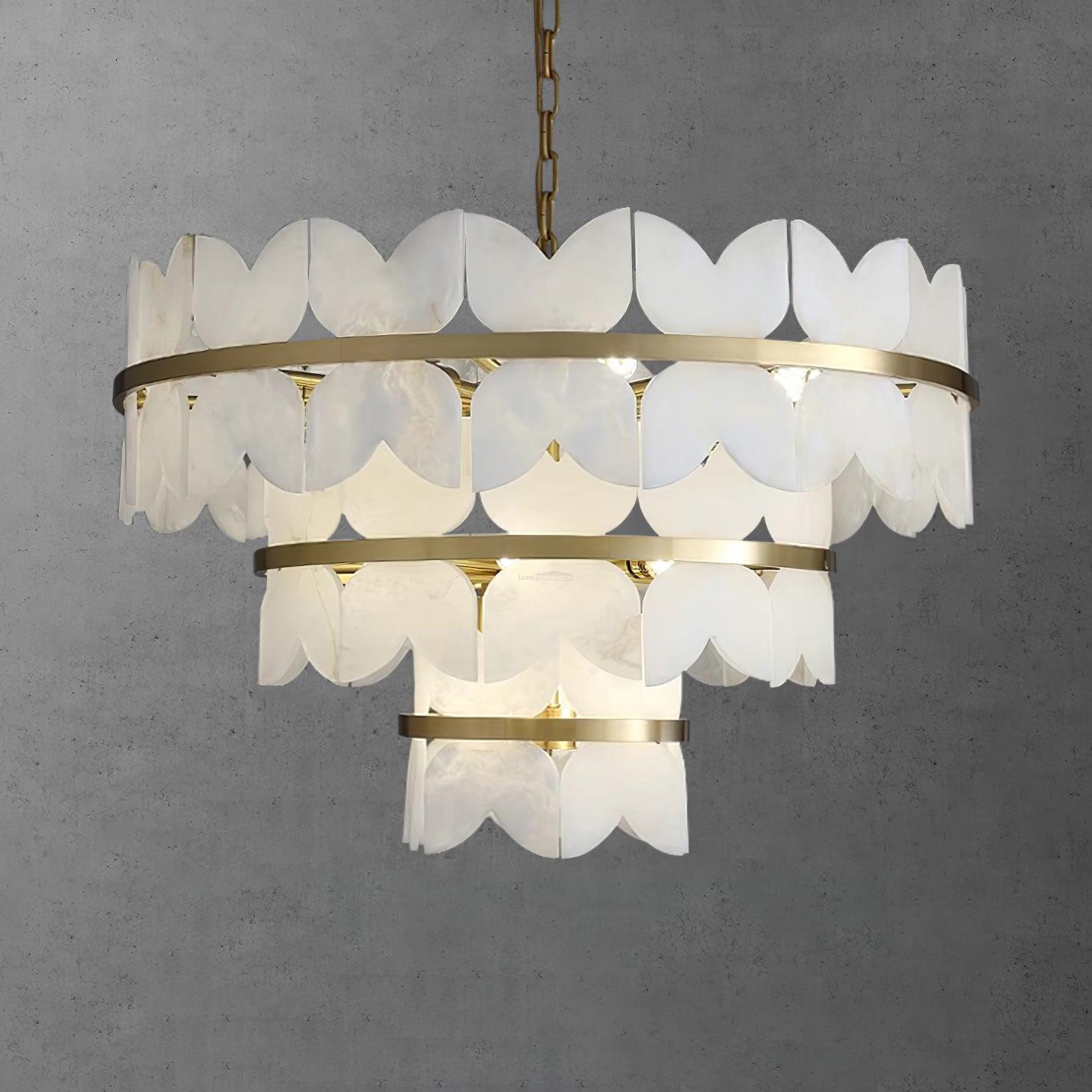 Alabaster Cloudscape Chandelier with 1/2 layer - 2 layers Long L 39.4" x W 13.8" x H 14.2" / L 100cm x W 35cm x H 36cmBlushlighting