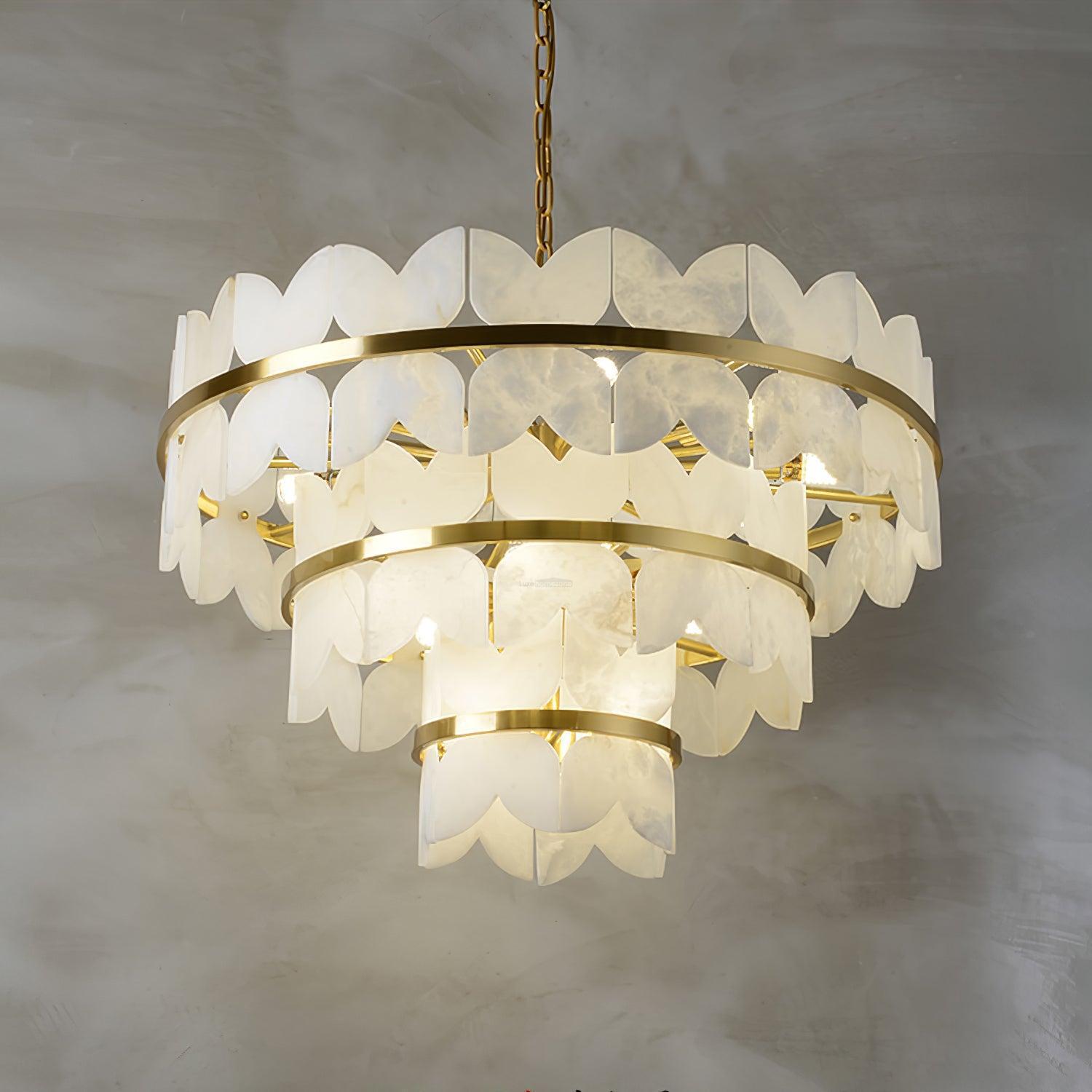 Alabaster Cloudscape Chandelier with 1/2 layer - 2 layers Long L 39.4" x W 13.8" x H 14.2" / L 100cm x W 35cm x H 36cmBlushlighting