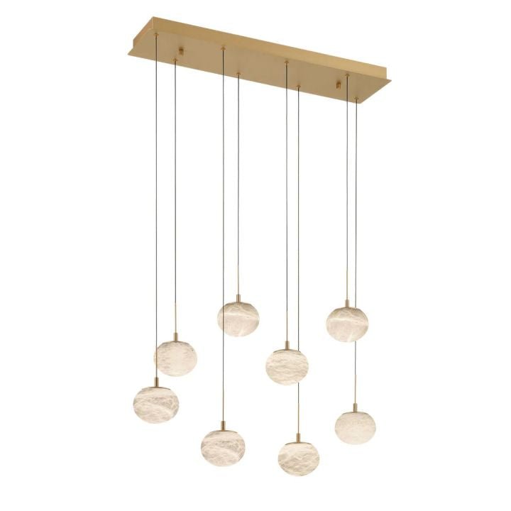 Alabaster Codri Linear LED Chandelier - Antique Brass8 LightBlushlighting