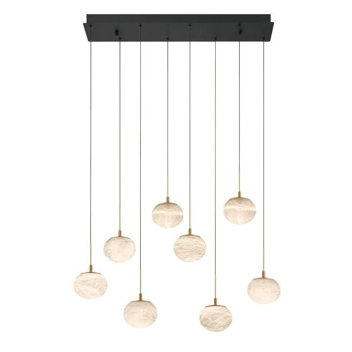 Alabaster Codri Linear LED Chandelier - Antique Brass8 LightBlushlighting