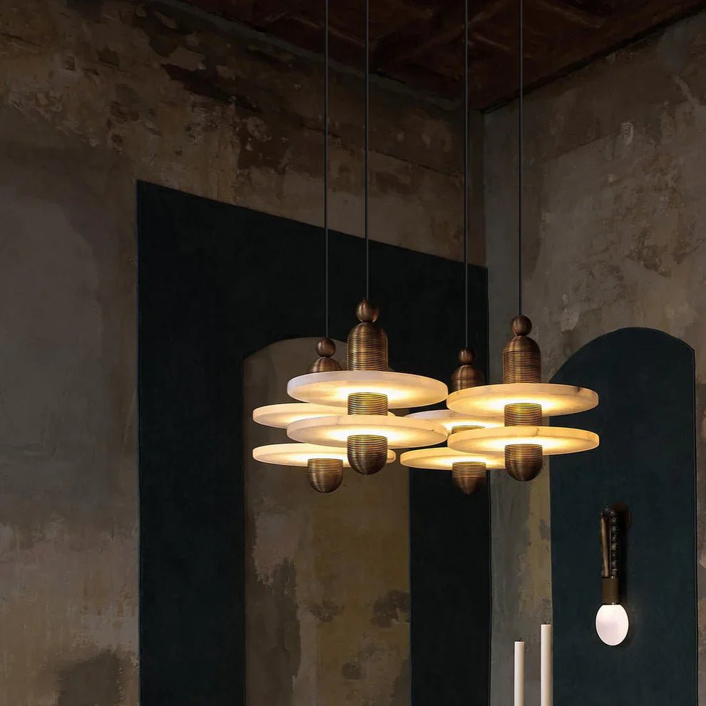 Alabaster Comet Pendant Lamp - D 40cm x H 45cm / ∅ 15.7″ x H 17.7″BlackWarm LightBlushlighting