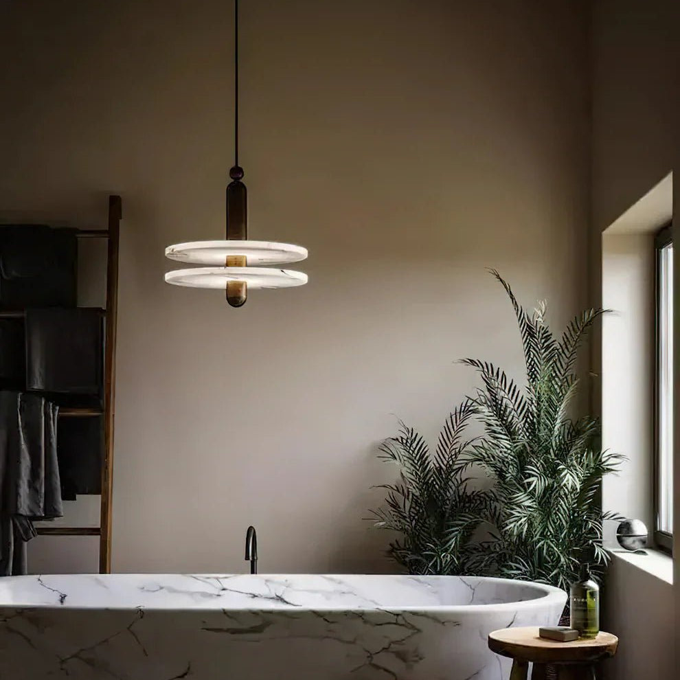 Alabaster Comet Pendant Lamp - D 40cm x H 45cm / ∅ 15.7″ x H 17.7″BlackWarm LightBlushlighting