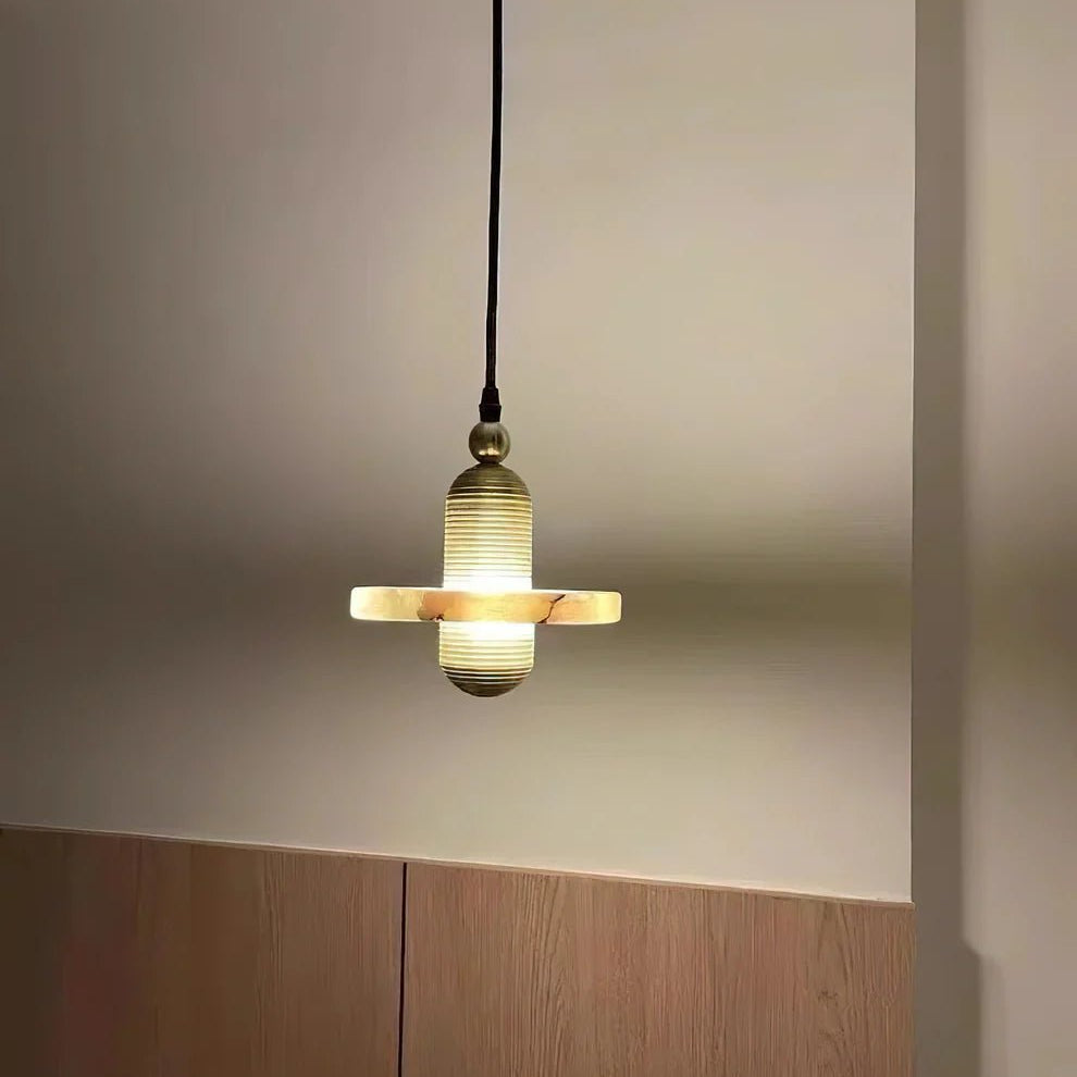 Alabaster Comet Pendant Lamp - D 28cm x H 31.5cm / ∅ 11″ x H 12.4″BlackWarm LightBlushlighting
