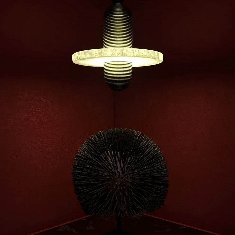 Alabaster Comet Pendant Lamp - D 28cm x H 31.5cm / ∅ 11″ x H 12.4″BlackWarm LightBlushlighting