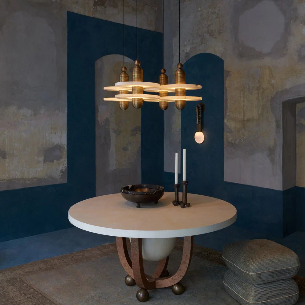 Alabaster Comet Pendant Lamp - D 40cm x H 45cm / ∅ 15.7″ x H 17.7″BlackWarm LightBlushlighting