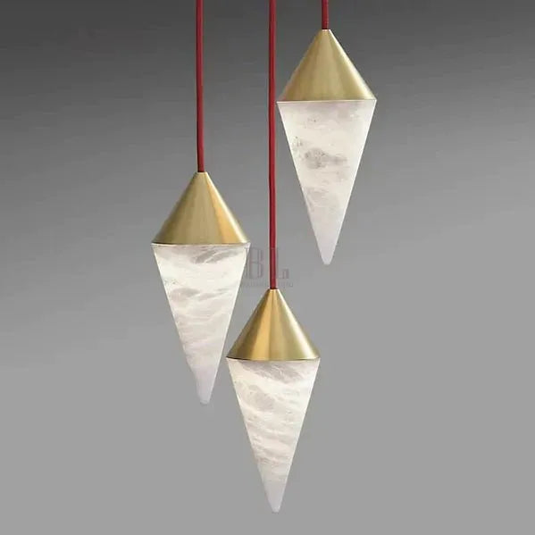 Alabaster Cone Pendant Light - 9 lightsBrassBlushlighting