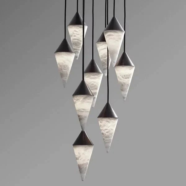 Alabaster Cone Pendant Light - 9 lightsBlackBlushlighting