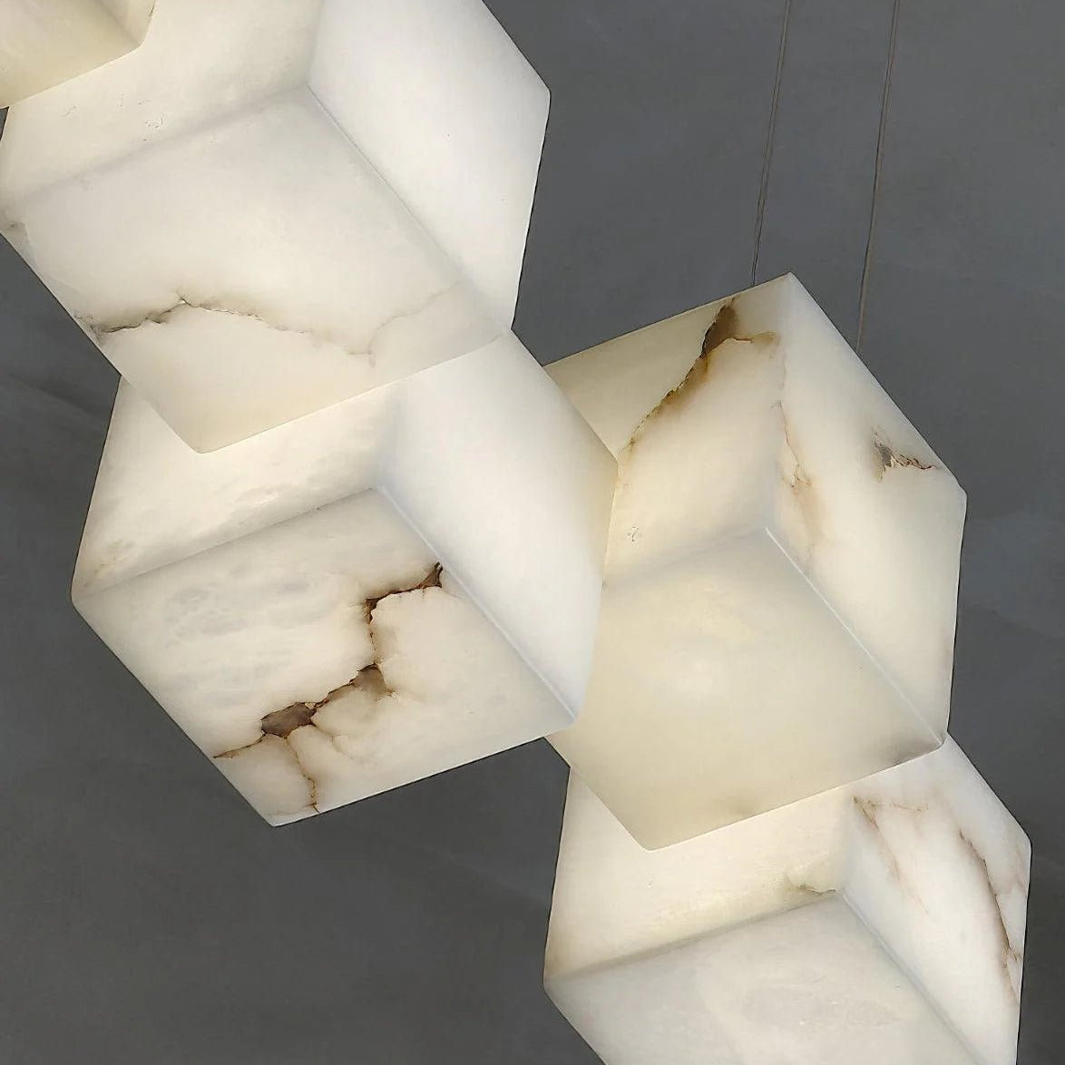 Alabaster Cubic Linear Chandelier - 10 Lights: 47.2" LBlushlighting