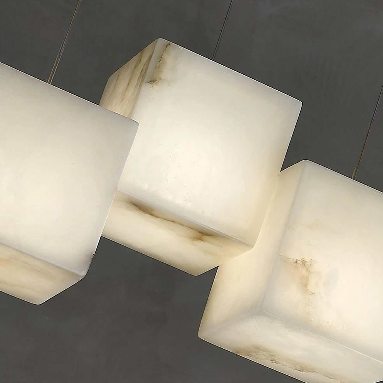 Alabaster Cubic Linear Chandelier - 10 Lights: 47.2" LBlushlighting