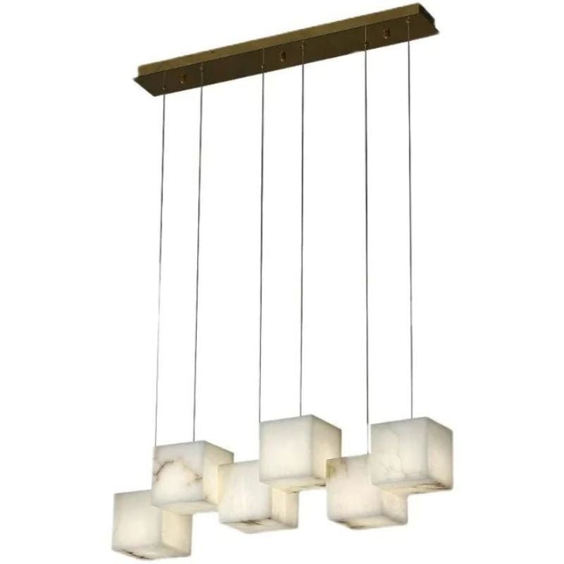 Alabaster Cubic Linear Chandelier - 6 Lights: 28.3" LBlushlighting