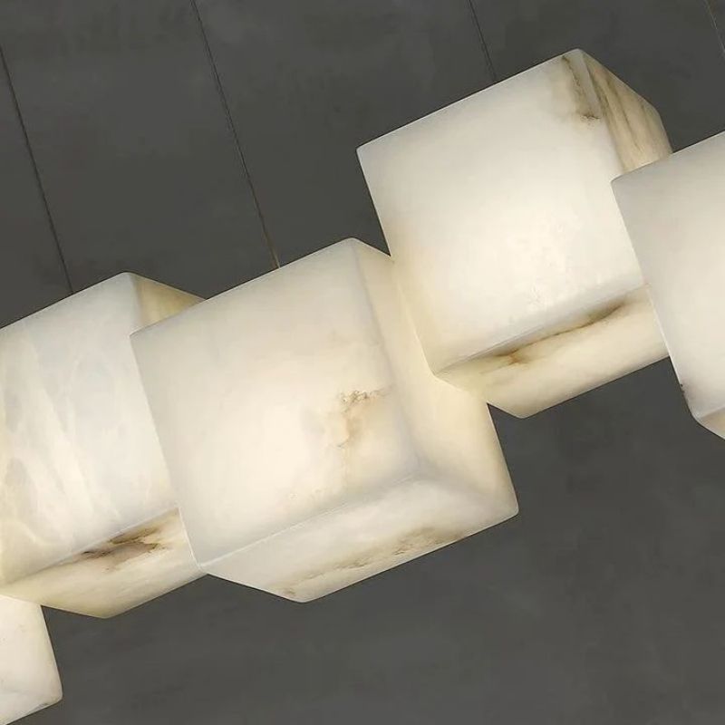 Alabaster Cubic Linear Chandelier-Chandelier-Blushlighting