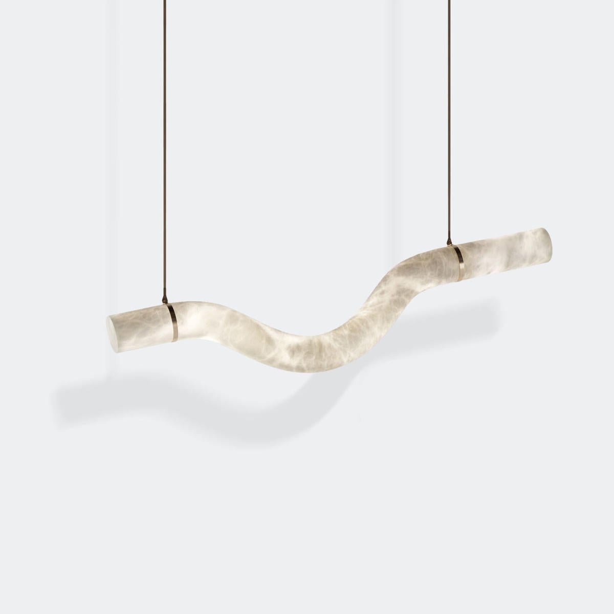 Alabaster Curved Chandelier - 60.5"WLacquered Burnished BrassBlushlighting