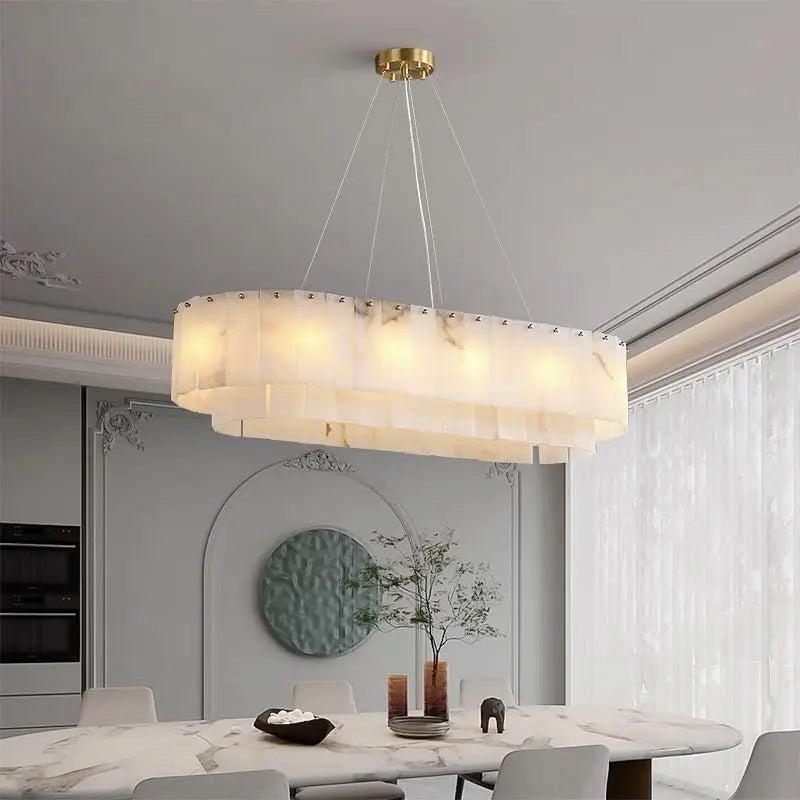 Alabaster Dining Room Round Chandelier Lighting-Blushlighting