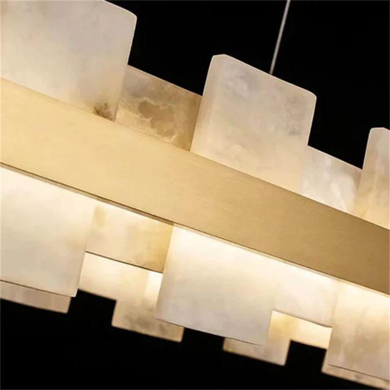 Alabaster Flakes Round/Oval Chandelier-NORMAL-Blushlighting