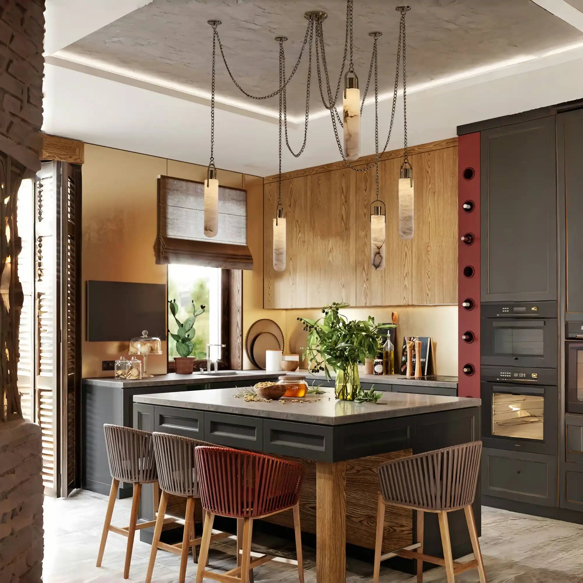 Alabaster Flint 1/2/3/5/7/9/12/15 - Light LED Multi - Drop Pendant - Blushlighting