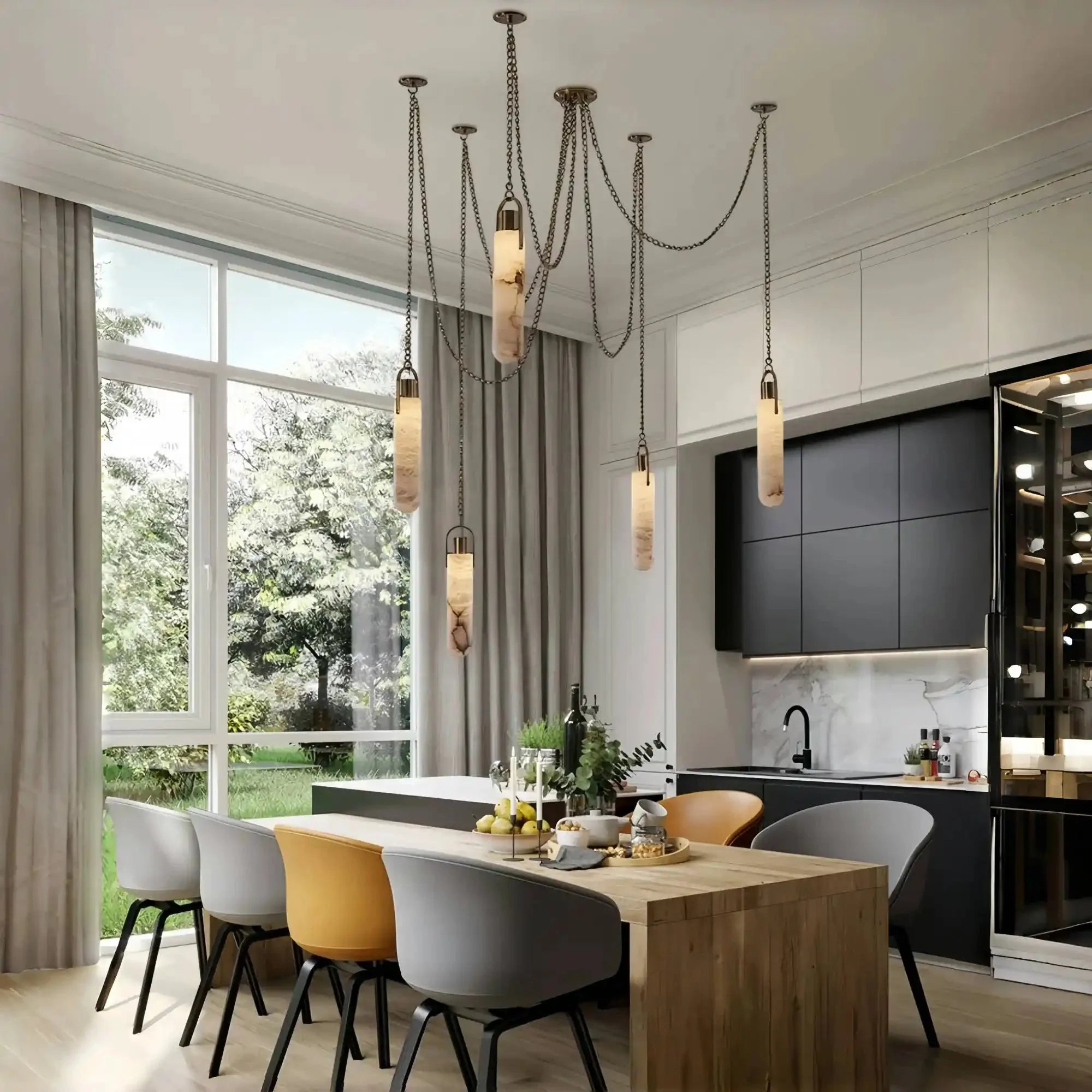 Alabaster Flint 1/2/3/5/7/9/12/15 - Light LED Multi - Drop Pendant - Blushlighting