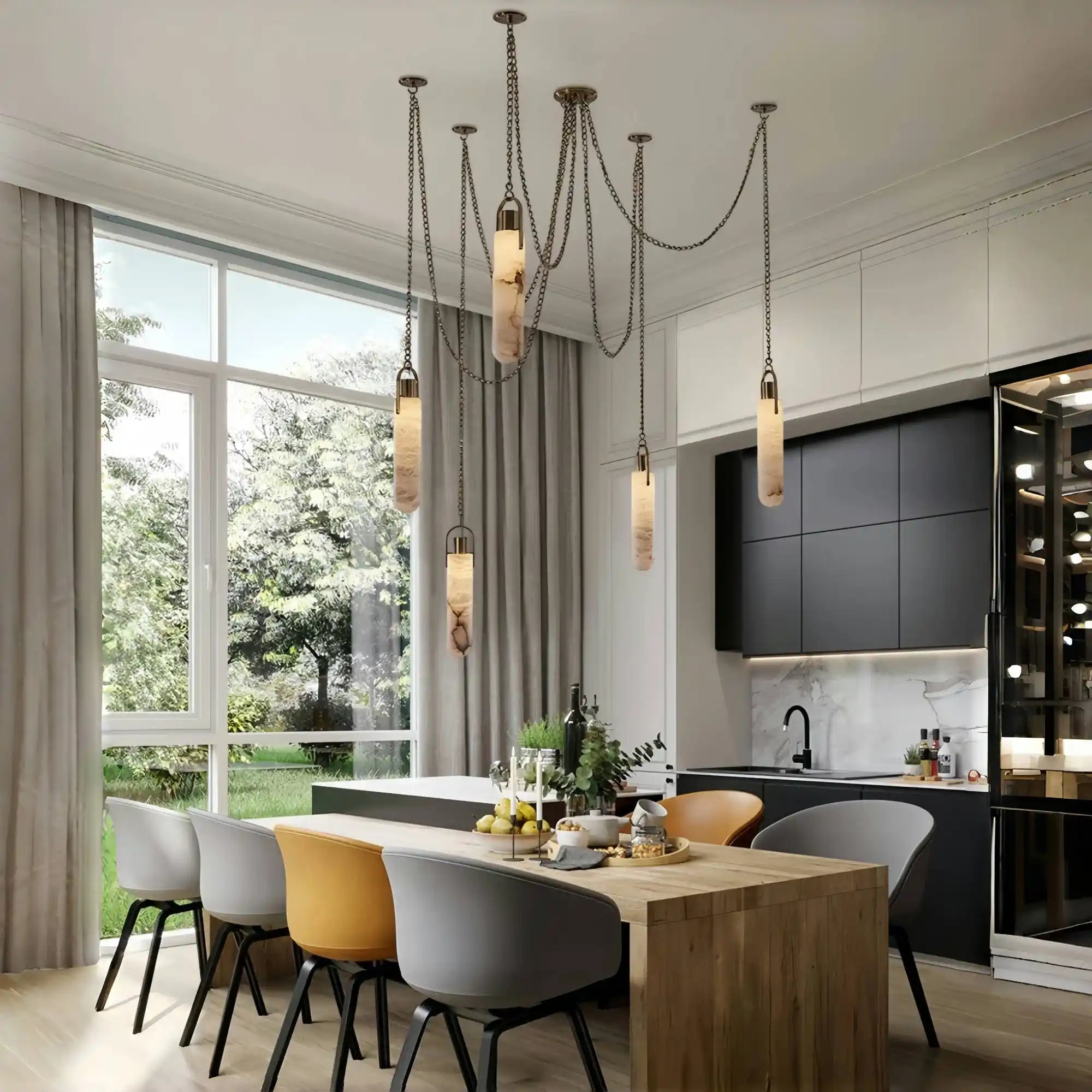 Alabaster Flint 1/2/3/5/7/9/12/15 - Light LED Multi - Drop Pendant - Blushlighting