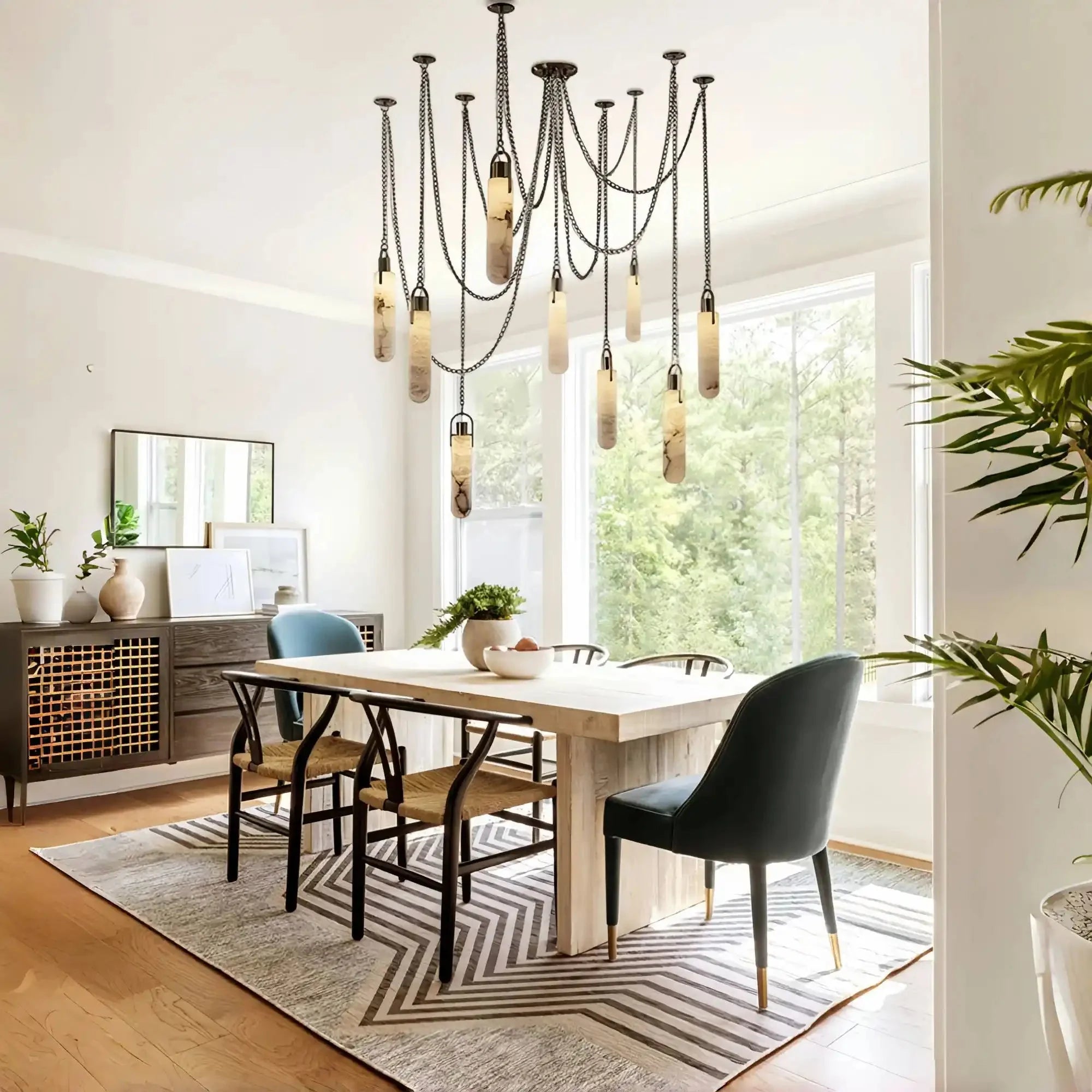 Alabaster Flint 1/2/3/5/7/9/12/15 - Light LED Multi - Drop Pendant - Blushlighting