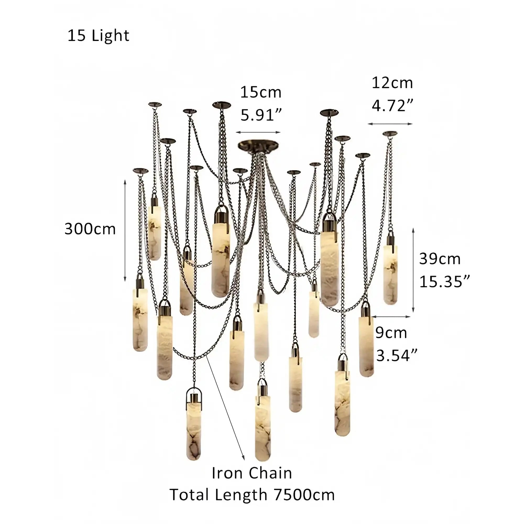Alabaster Flint 1/2/3/5/7/9/12/15 - Light LED Multi - Drop Pendant - 9 lightsBlushlighting