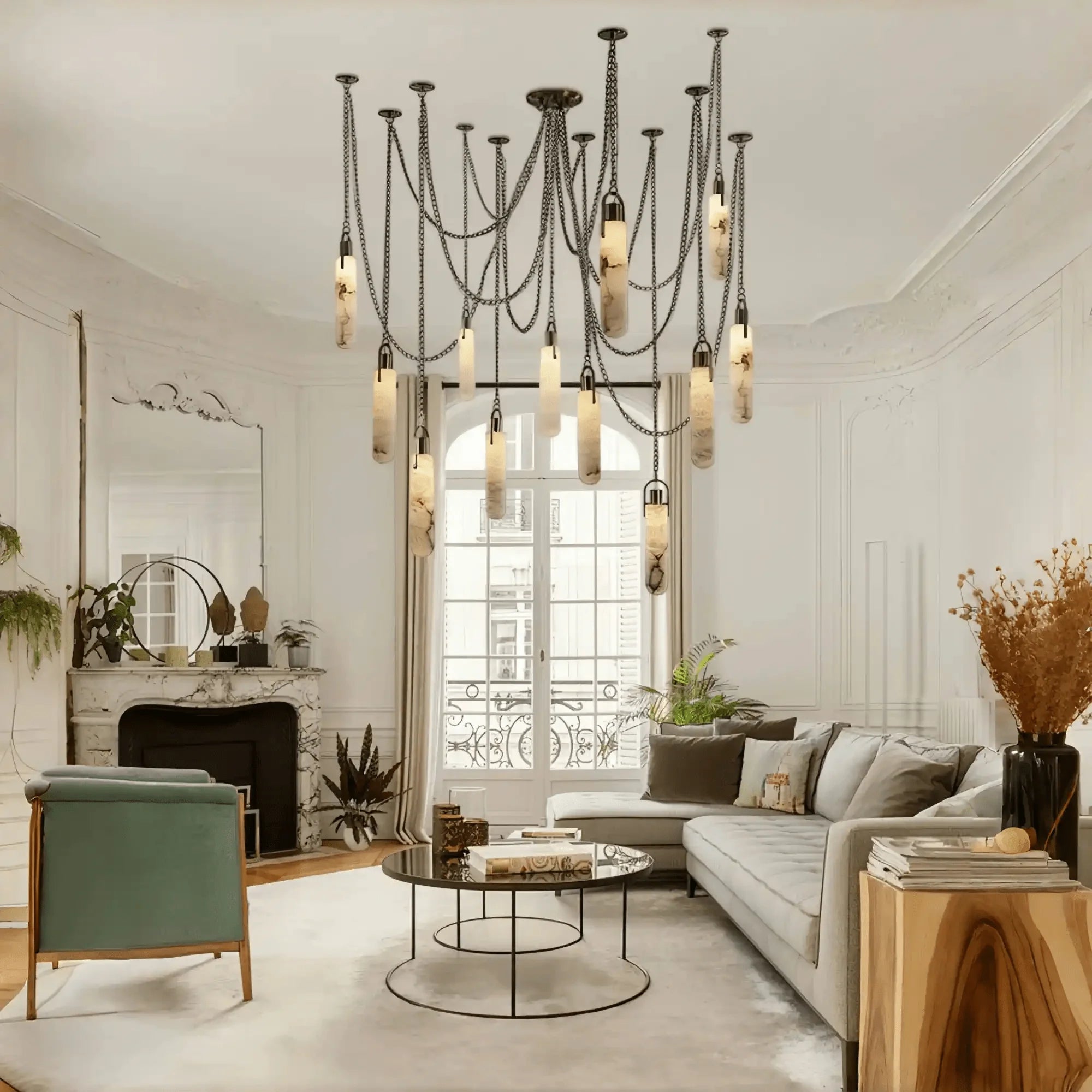 Alabaster Flint 1/2/3/5/7/9/12/15 - Light LED Multi - Drop Pendant - Blushlighting