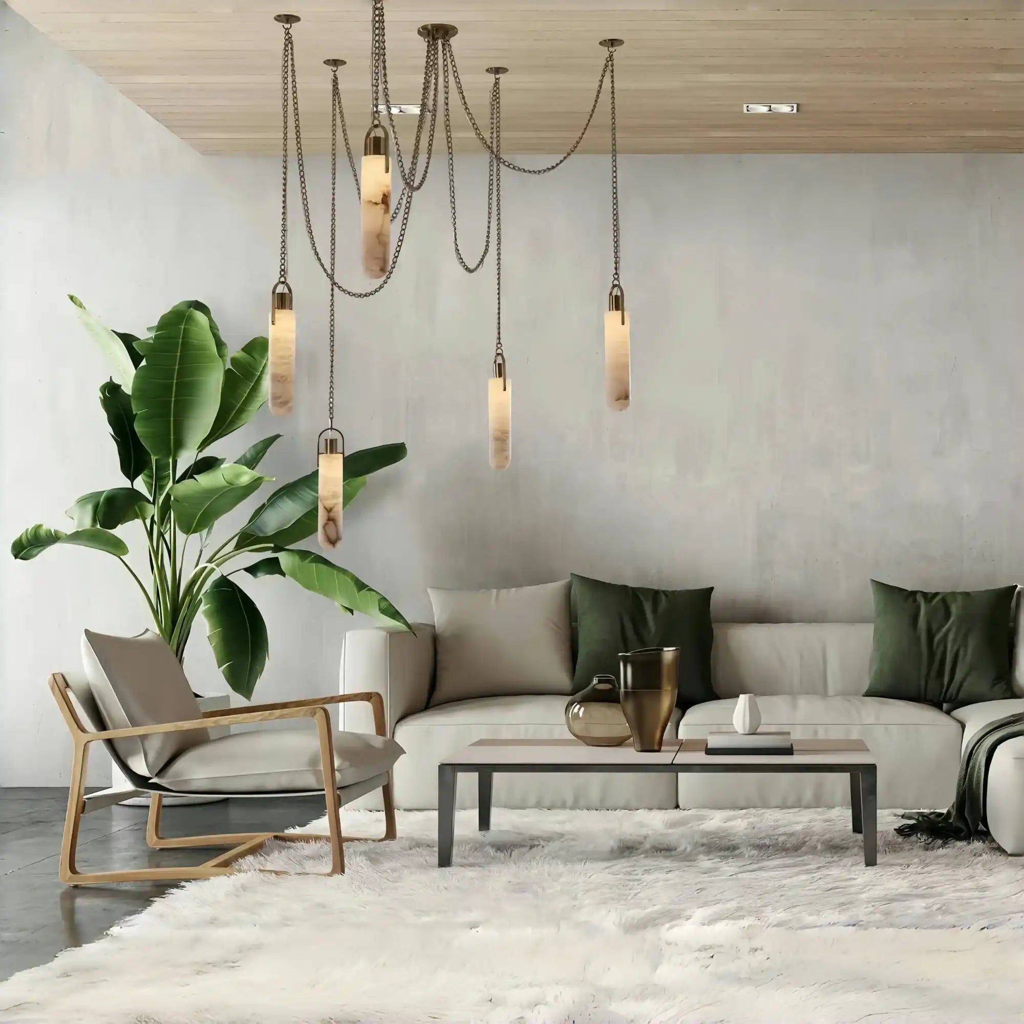 Alabaster Flint 5 Light LED Multi - Drop Pendant - Blushlighting