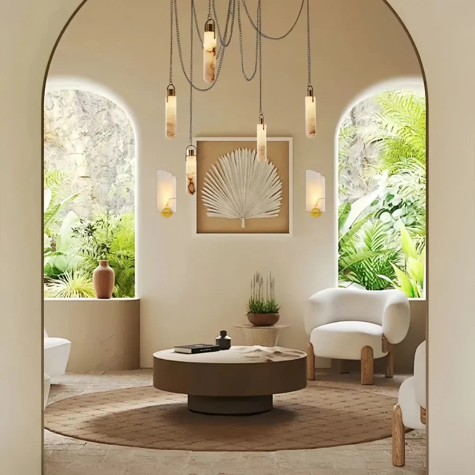 Alabaster Flint 5 Light LED Multi - Drop Pendant - Blushlighting