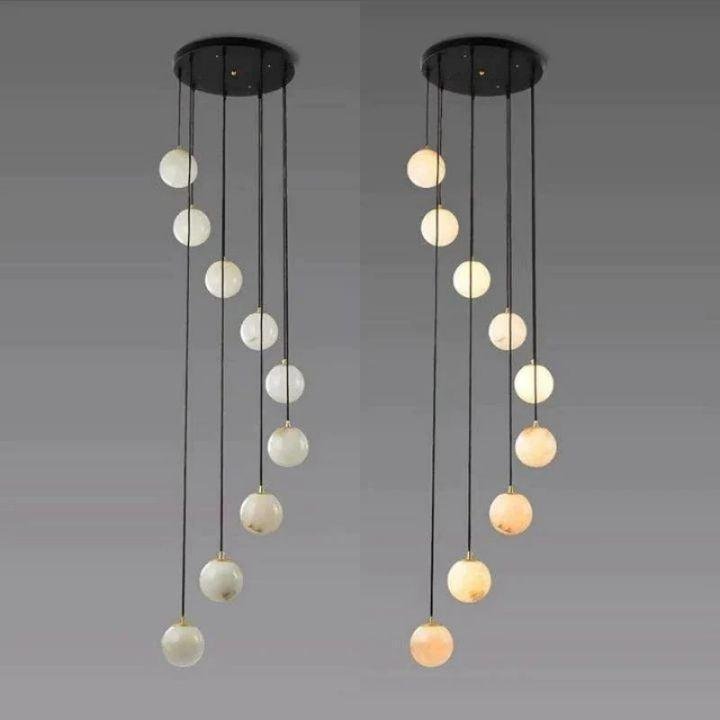 Alabaster Global Wavy Chandelier - 9 LightsBlushlighting