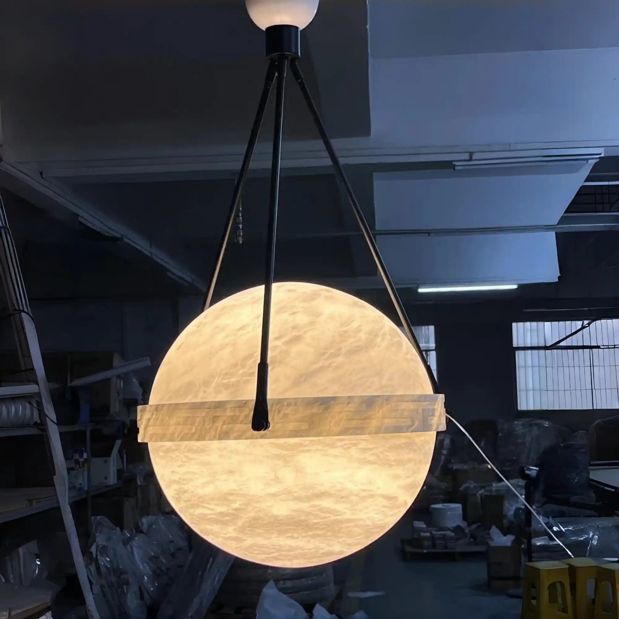 Modern Alabaster Globe Pendant Light-12"D-Blushlighting