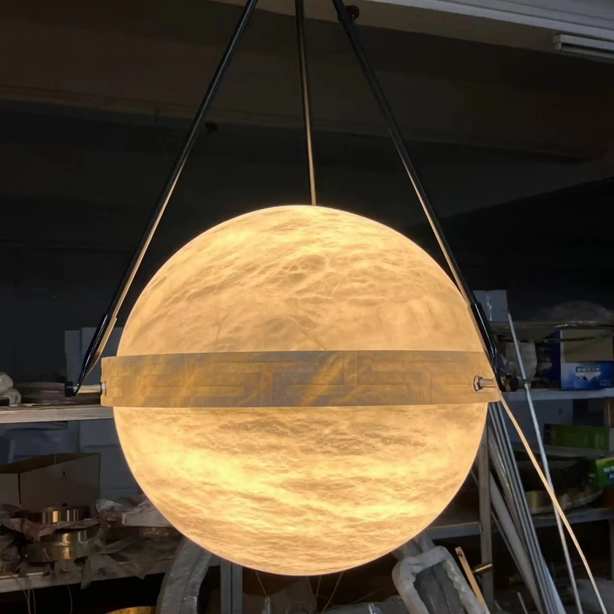 Modern Alabaster Globe Pendant Light-Blushlighting