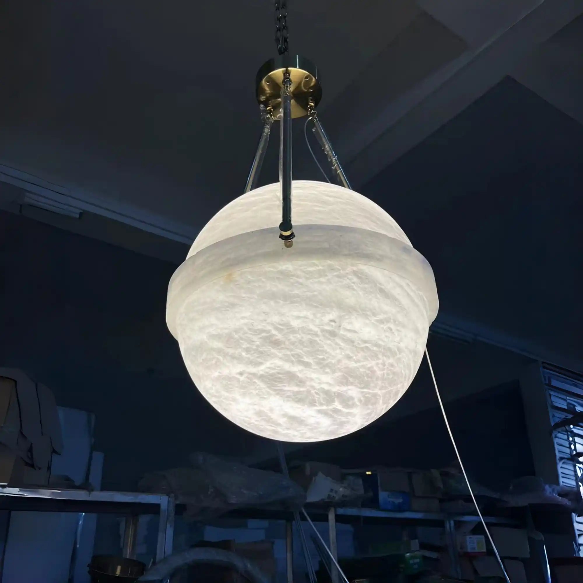 Modern Alabaster Globe Pendant Light-Blushlighting