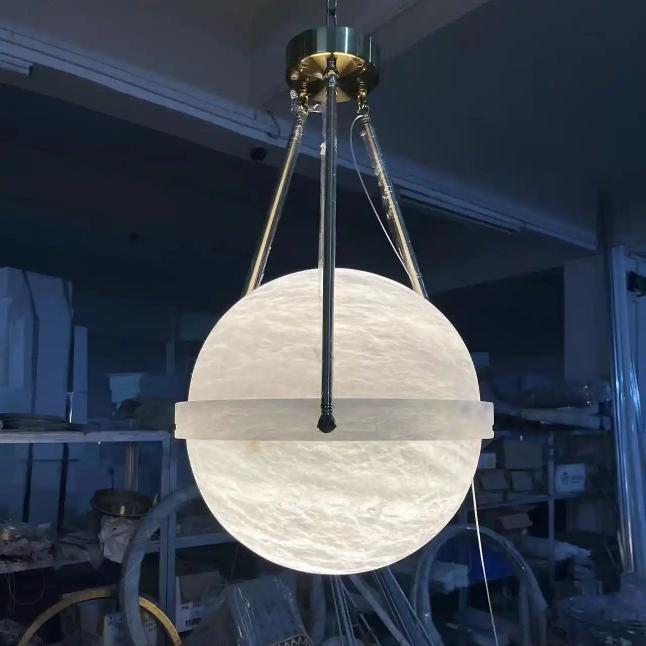 Modern Alabaster Globe Pendant Light-5"D-Blushlighting