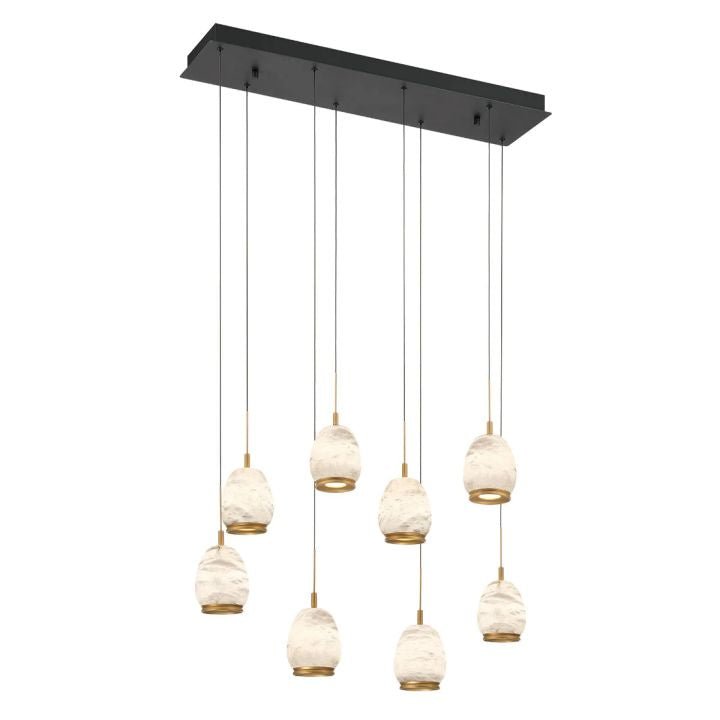 Alabaster Linear LED Chandelier - Matte Black8 LightBlushlighting