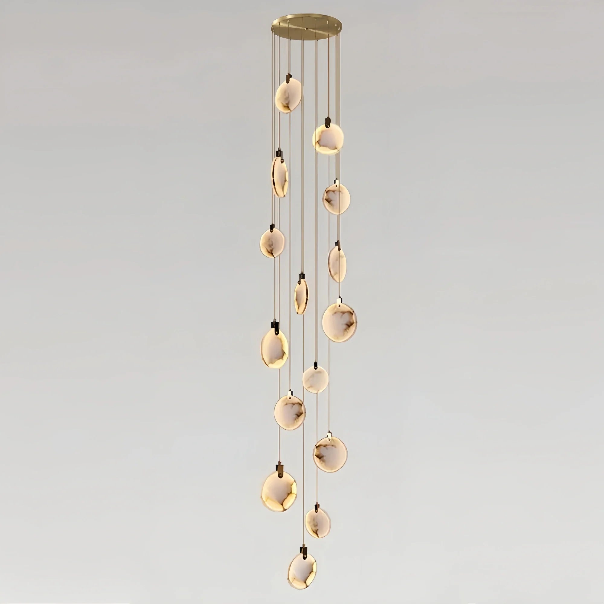 Alabaster Long Staircase Chandelier 5 styles-NORMAL-15 Lights-Blushlighting