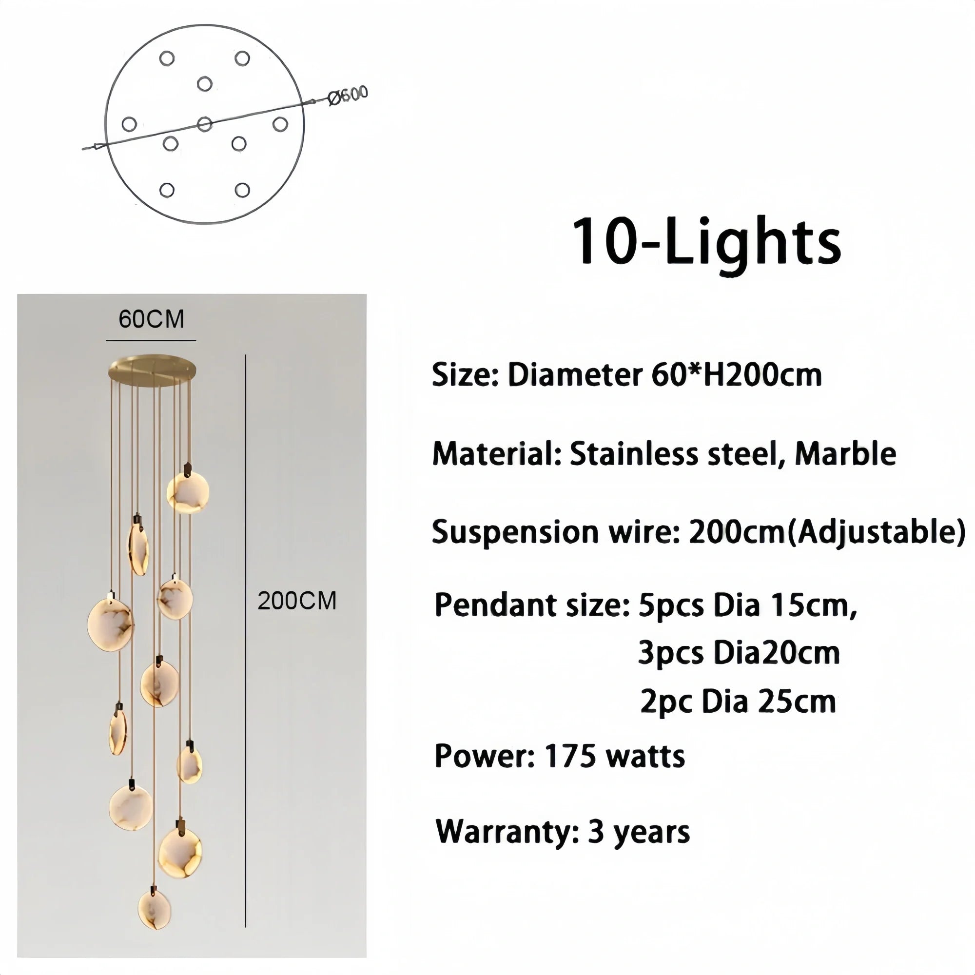 Alabaster Long Staircase Chandelier 5 styles-NORMAL-Blushlighting