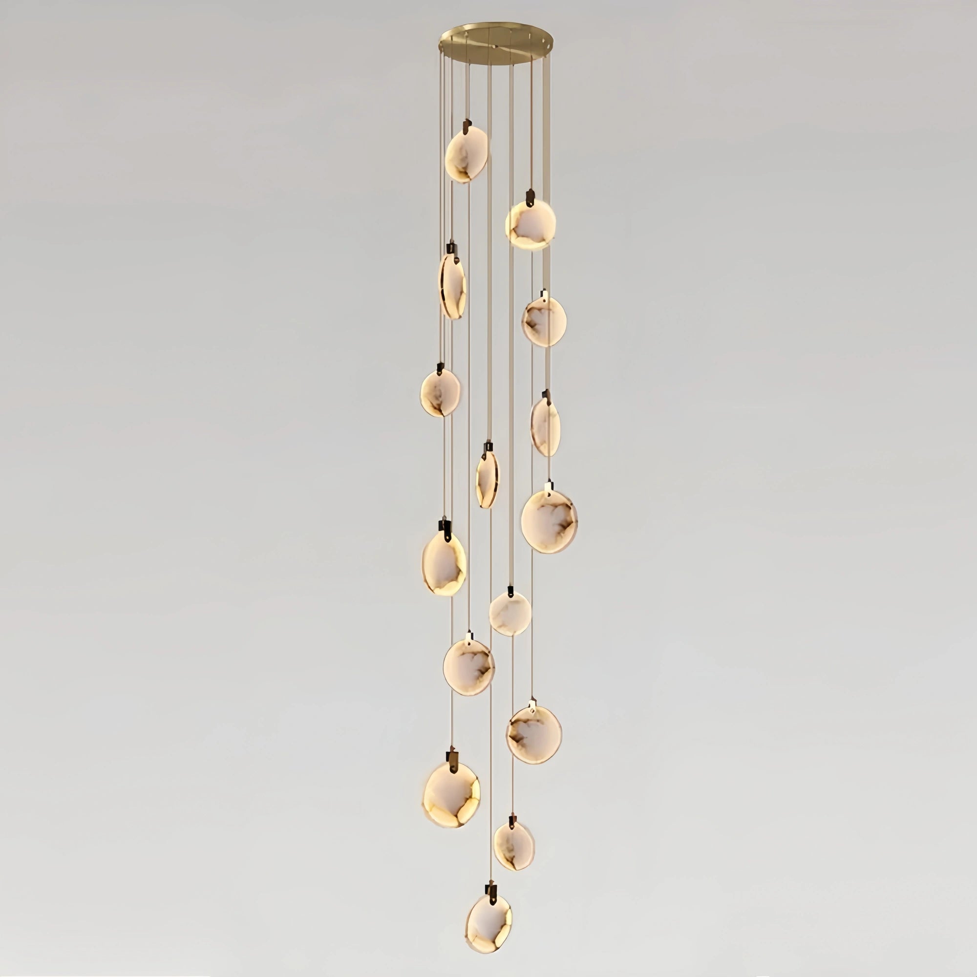Alabaster Long Staircase Chandelier 5 styles-NORMAL-15 Lights-Blushlighting