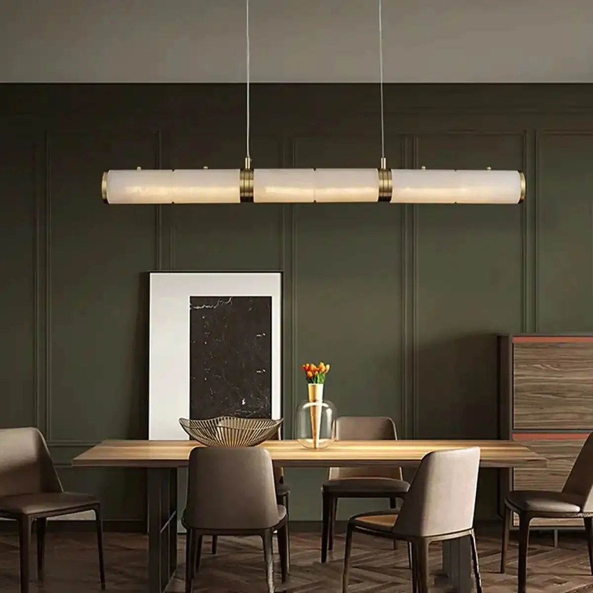 Alabaster Magnificence Art Linear Chandelier - Small: 39.37" LBlushlighting