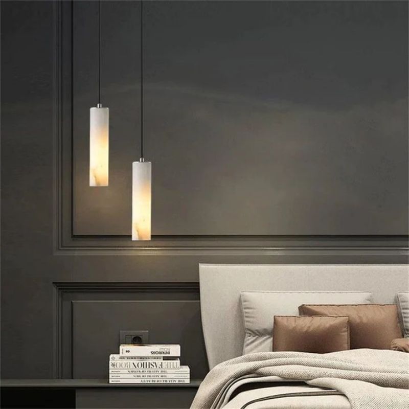 Alabaster Modern Cylindrical Round Chandelier 79"H - Blushlighting