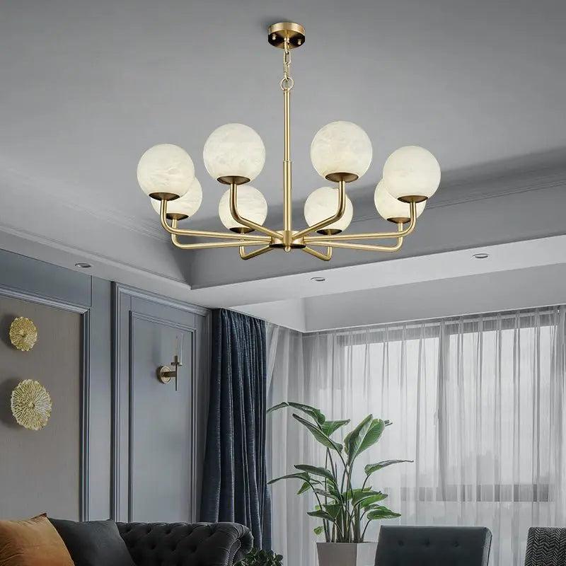 Alabaster Modern Global Dining Chandelier - 6 LightsBlushlighting