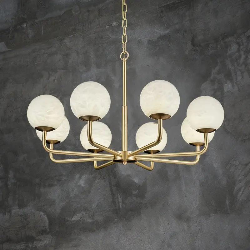 Alabaster Modern Global Dining Chandelier - 6 LightsBlushlighting