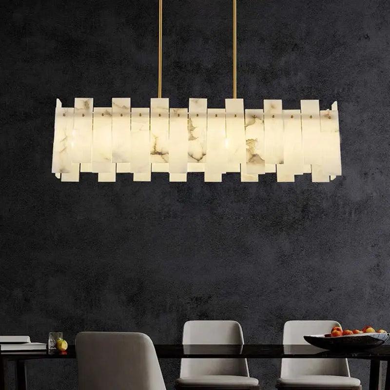 Alabaster Modern Rectangular Dining Room Chandeliers-Blushlighting