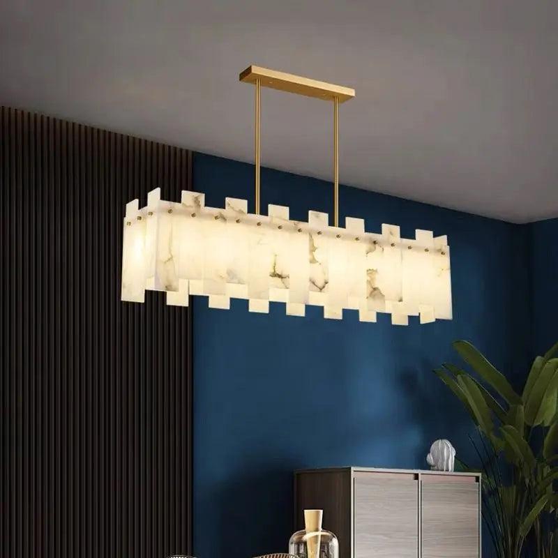 Alabaster Modern Rectangular Dining Room Chandeliers-Blushlighting
