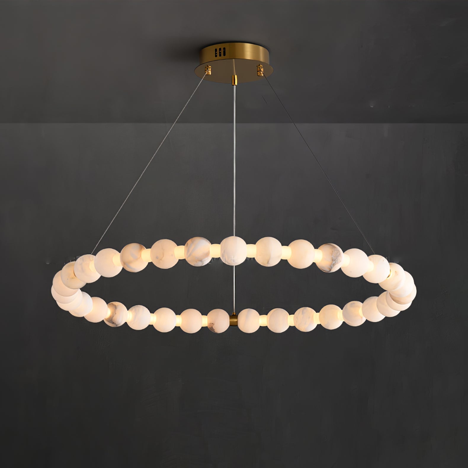Alabaster Orb Ring Chandelier - ∅ 39.4″ x H 2.4″Gold & WhiteWarm LightBlushlighting